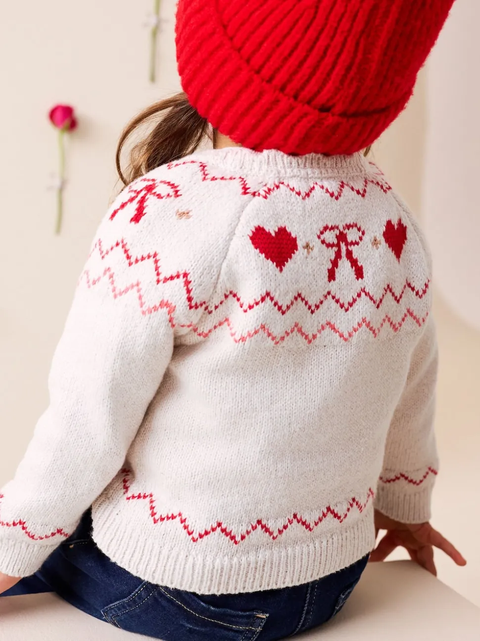 Ecru Heart Yoke Cardigan (3mths-7yrs)