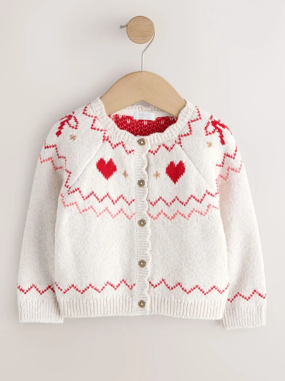 Ecru Heart Yoke Cardigan (3mths-7yrs)