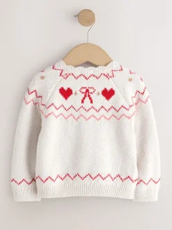 Ecru Heart Yoke Cardigan (3mths-7yrs)