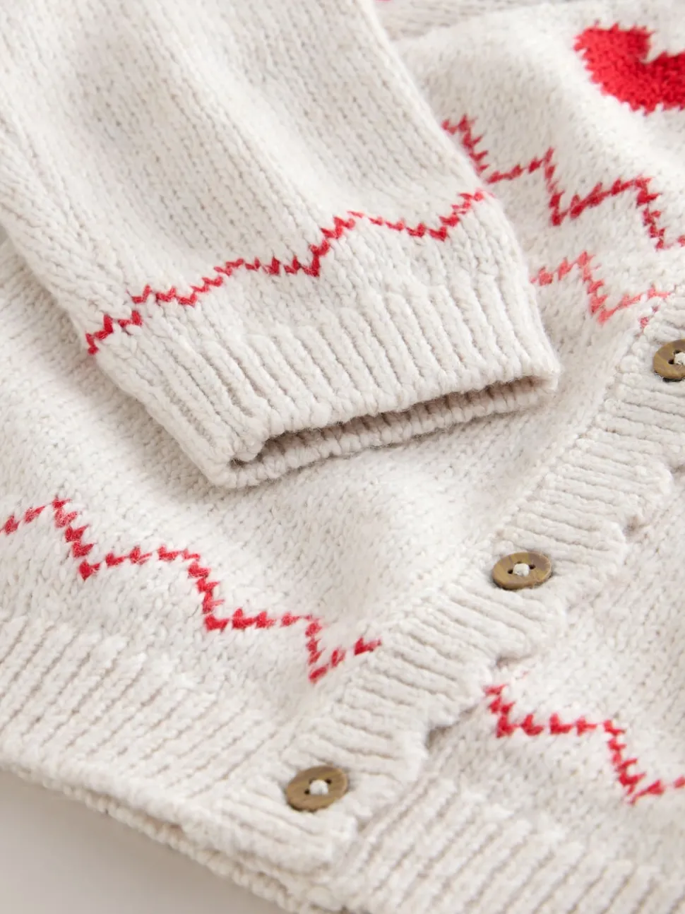 Ecru Heart Yoke Cardigan (3mths-7yrs)