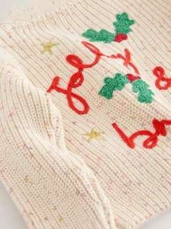 Ecru Holly Jolly Christmas Cardigan (3mths-10yrs)
