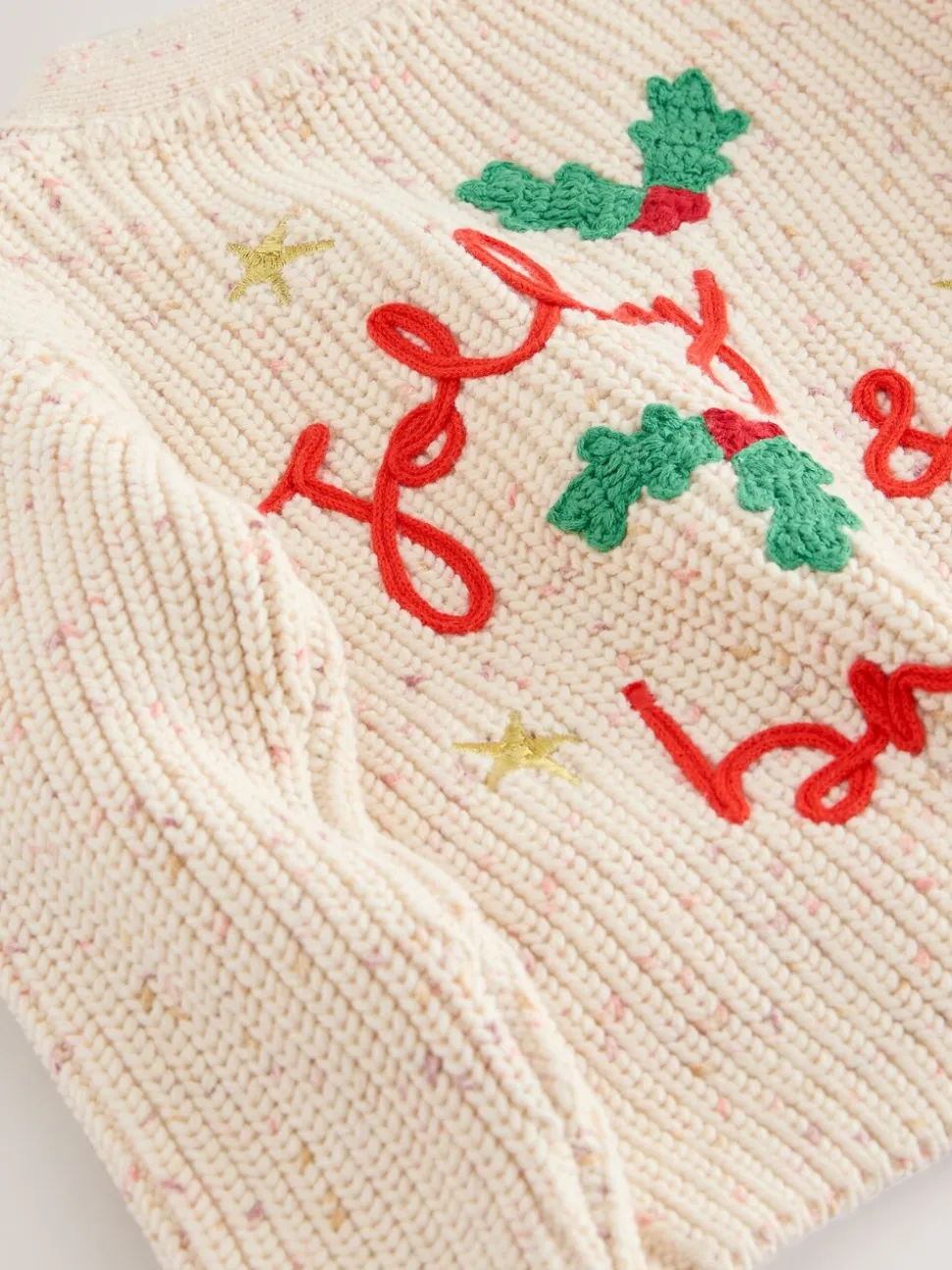 Ecru Holly Jolly Christmas Cardigan (3mths-10yrs)