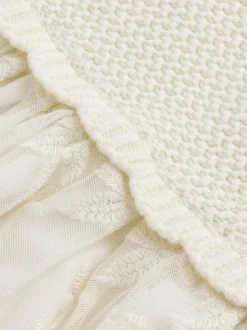 Ecru 2-in-1 Occasion Long Sleeve Knitted Jumper Dress (3mths-10yrs)