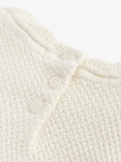 Ecru 2-in-1 Occasion Long Sleeve Knitted Jumper Dress (3mths-10yrs)