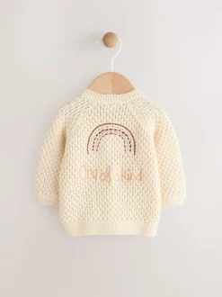 Ecru Knitted Embroidered Cardigan (0mths-2yrs)