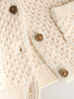 Ecru Knitted Embroidered Cardigan (0mths-2yrs)