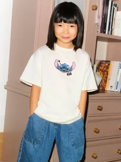 Ecru Lilo & Stitch Oversized Graphic T-Shirt (3-16yrs)