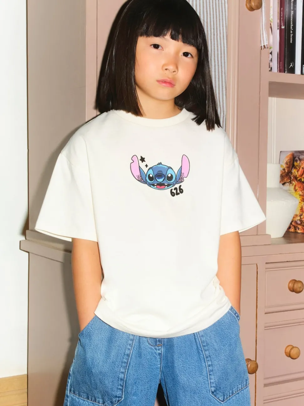 Ecru Lilo & Stitch Oversized Graphic T-Shirt (3-16yrs)