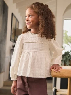 Ecru Long Sleeve Ruffle Blouse (3-16yrs)