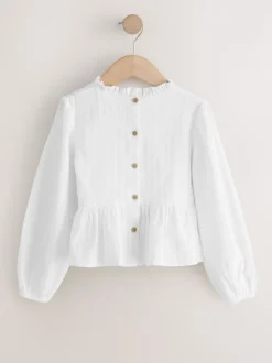 Ecru Long Sleeve Ruffle Blouse (3-16yrs)