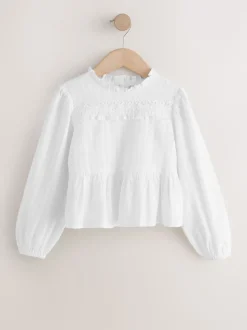 Ecru Long Sleeve Ruffle Blouse (3-16yrs)