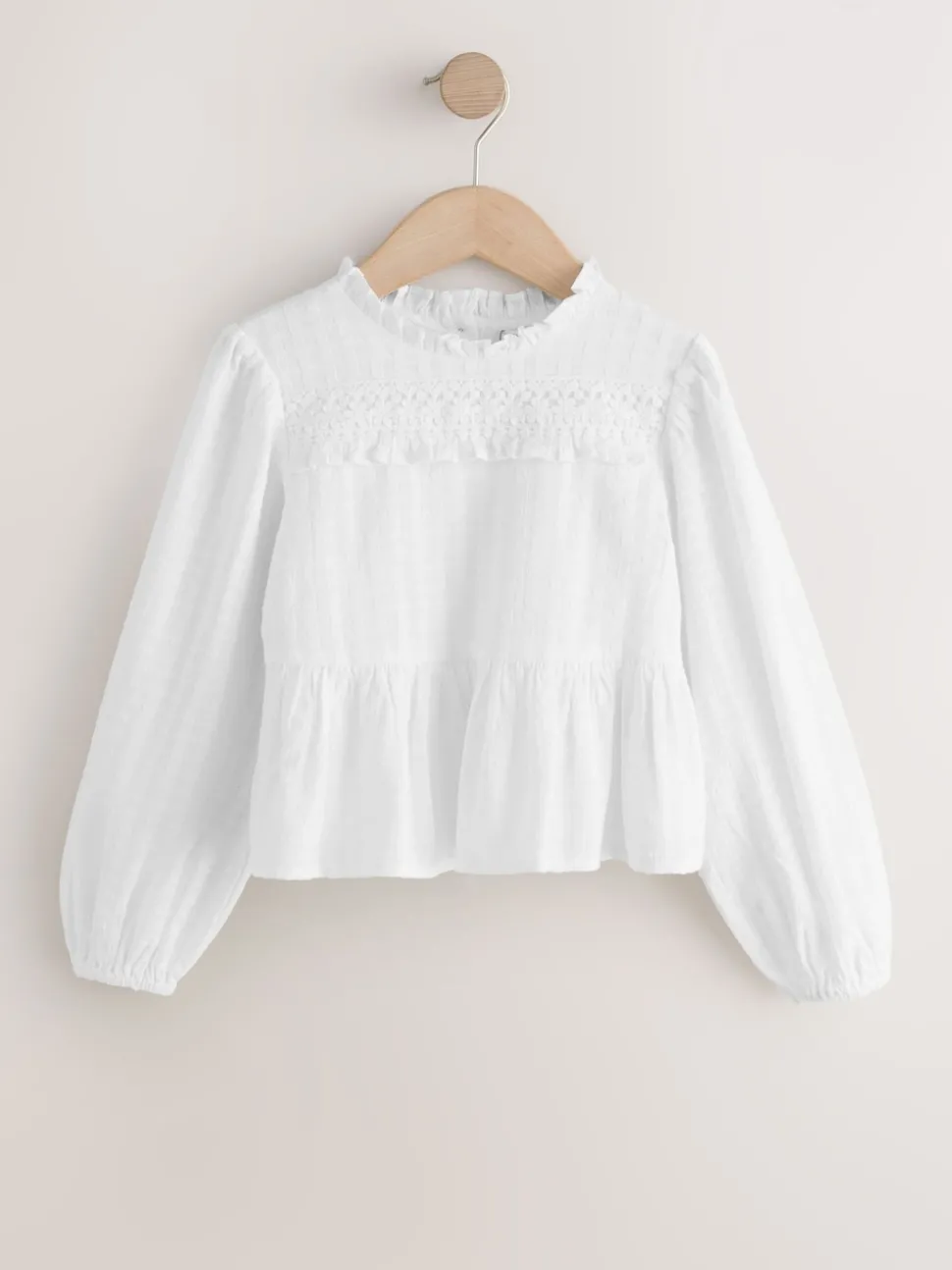 Ecru Long Sleeve Ruffle Blouse (3-16yrs)