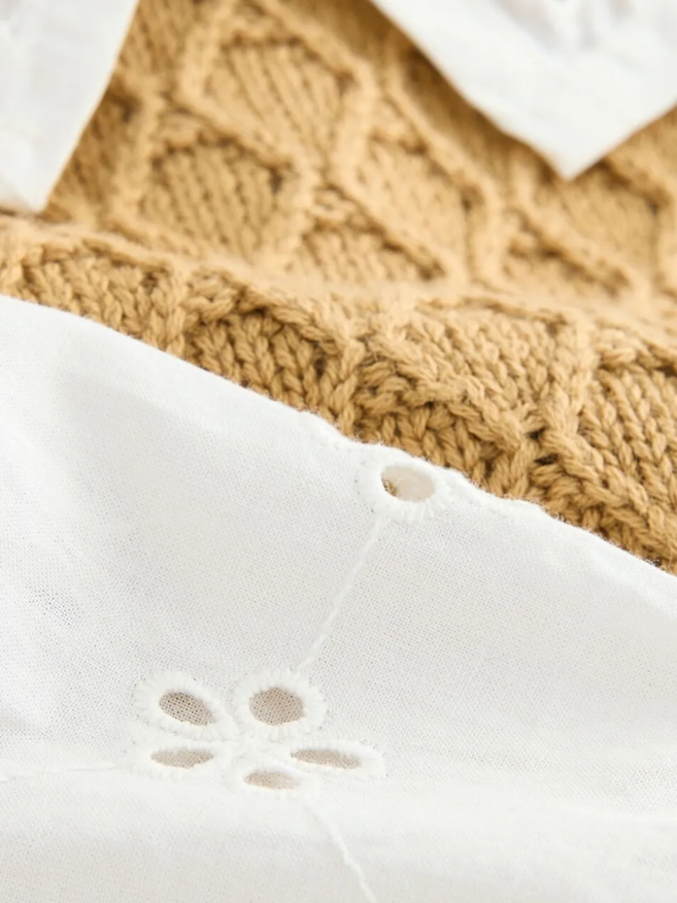 Ecru Mock Layer Knit Jumper (3mths-7yrs)