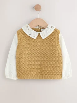 Ecru Mock Layer Knit Jumper (3mths-7yrs)