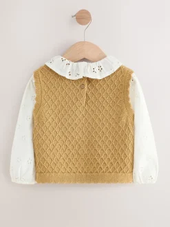Ecru Mock Layer Knit Jumper (3mths-7yrs)