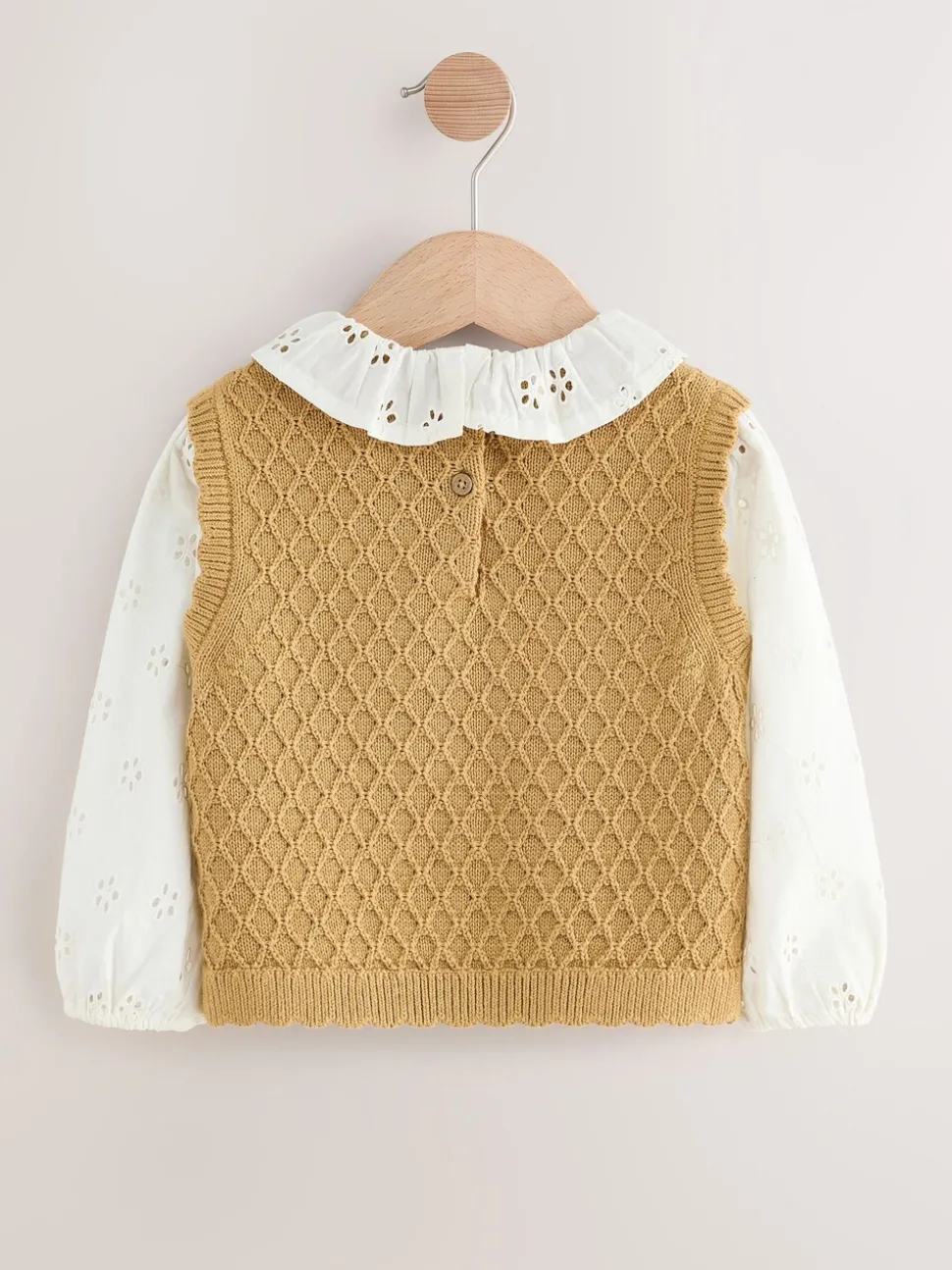 Ecru Mock Layer Knit Jumper (3mths-7yrs)