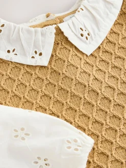 Ecru Mock Layer Knit Jumper (3mths-7yrs)