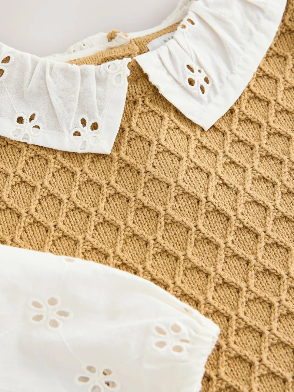 Ecru Mock Layer Knit Jumper (3mths-7yrs)