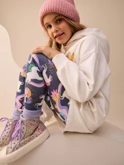 Ecru/Navy Unicorn Graphic Print Hoodie Leggings Set (3-16yrs)