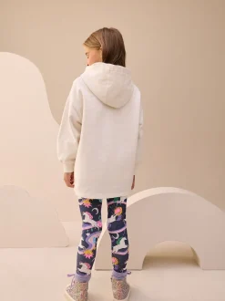 Ecru/Navy Unicorn Graphic Print Hoodie Leggings Set (3-16yrs)