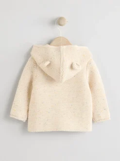 Ecru Neppy Knitted Hooded Baby Cardigan