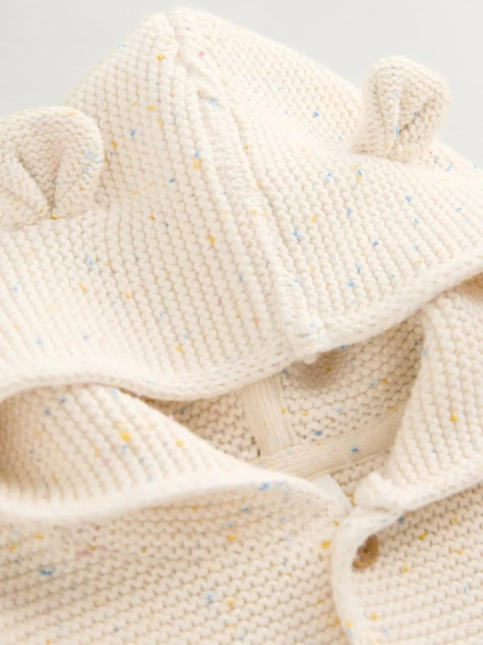 Ecru Neppy Knitted Hooded Baby Cardigan