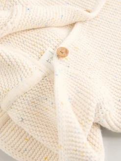 Ecru Neppy Knitted Hooded Baby Cardigan