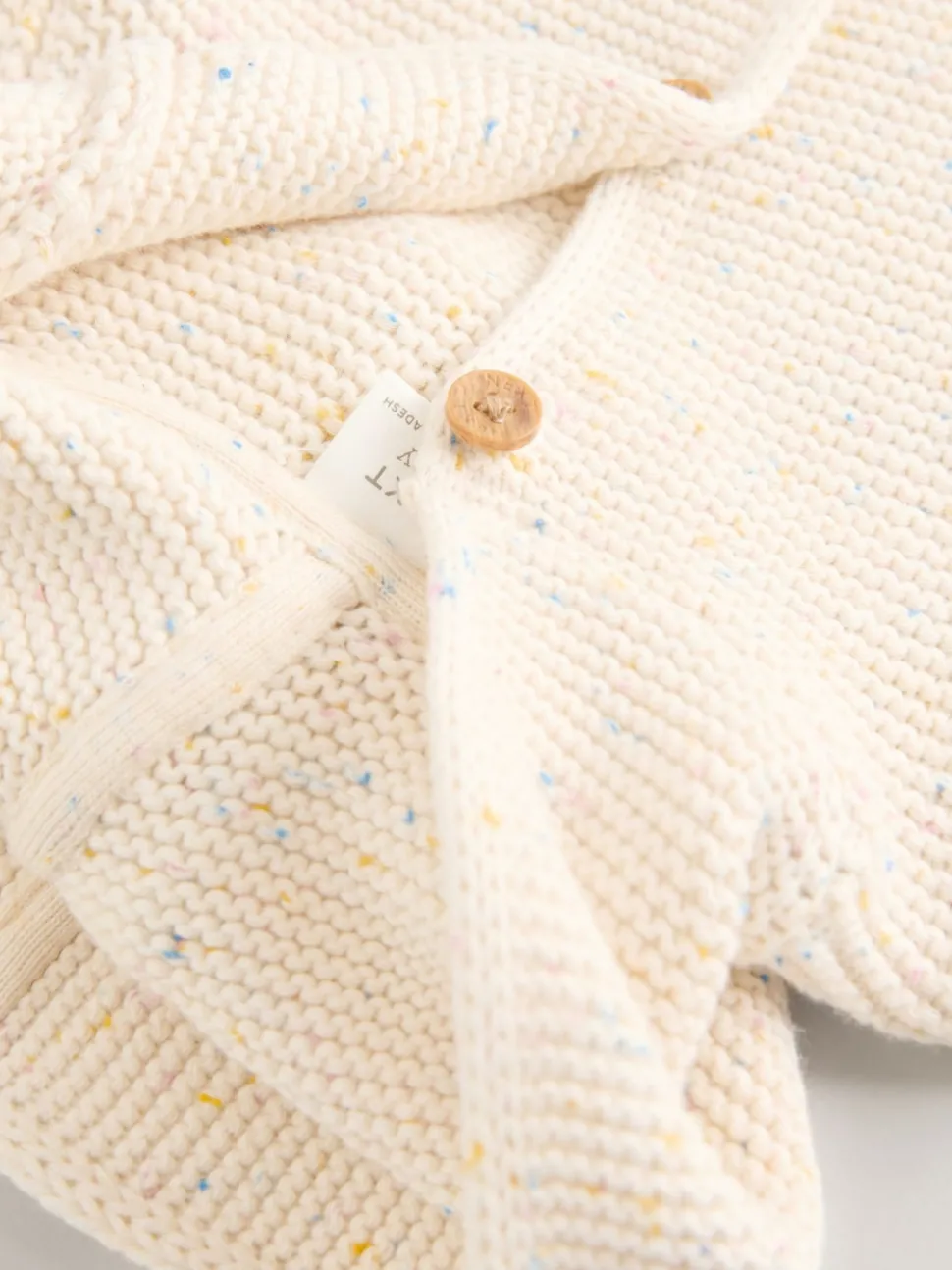 Ecru Neppy Knitted Hooded Baby Cardigan