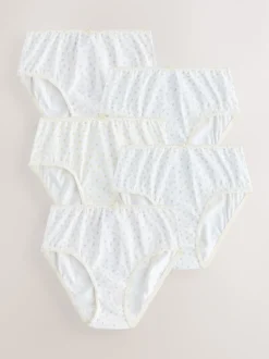Ecru/Pink Ditsy Print Briefs 5 Pack (1.5-16yrs)