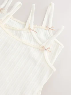 Ecru Pink Stripe Strappy Textured Cami Vests 3 Pack (1.5-16yrs)
