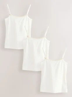 Ecru Pink Stripe Strappy Textured Cami Vests 3 Pack (1.5-16yrs)
