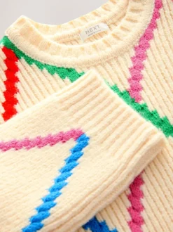 Ecru Rainbow Argyle Pattern Jumper (3-16yrs)