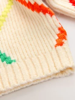 Ecru Rainbow Argyle Pattern Jumper (3-16yrs)