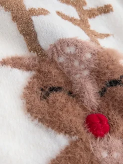Ecru Reindeer Christmas Jumper (3-16yrs)