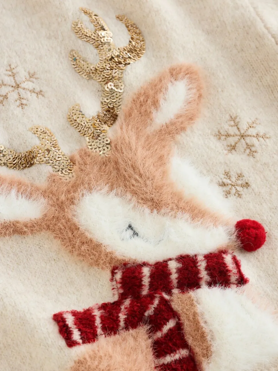 Ecru Reindeer Christmas Jumper (3-16yrs)