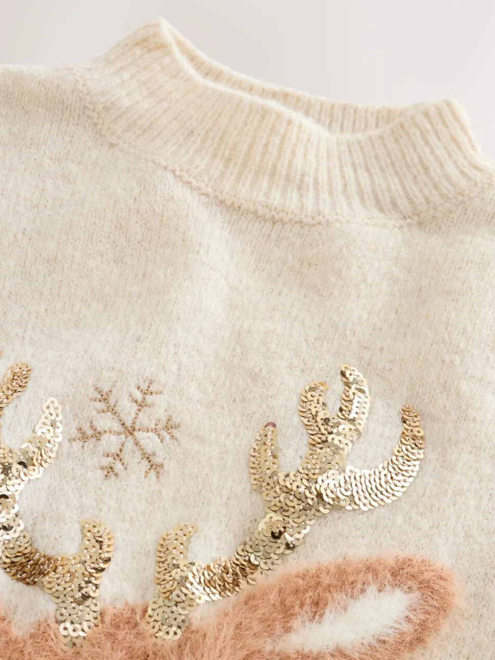 Ecru Reindeer Christmas Jumper (3-16yrs)
