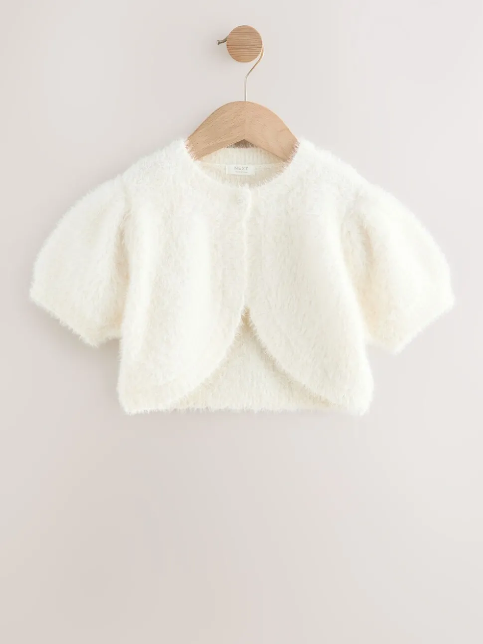Ecru Short Sleeve Fluffy Shrug (12mths-16yrs)