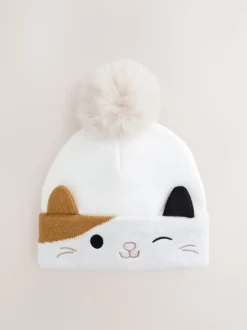 Ecru Squishmallow Cat 3D Pom Beanie Hat (5-13yrs)