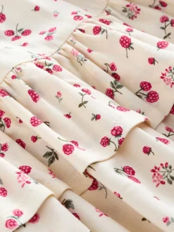 Ecru Strawberry Puff Sleeve Blouse and Skirt Set (3-16yrs)