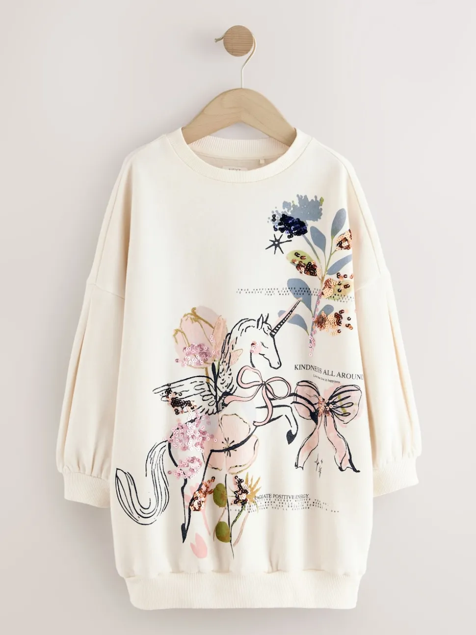 Ecru Unicorn Graphic Jumper Dress (3-16yrs)