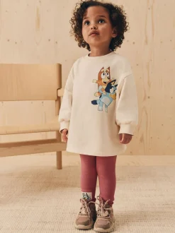 Ecru White Bluey Long Sleeve Top and Leggings Set (3mths-7yrs)