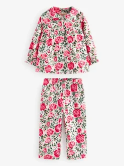 Ecru White Cath Kidston Woven Button Through Floral Pyjamas