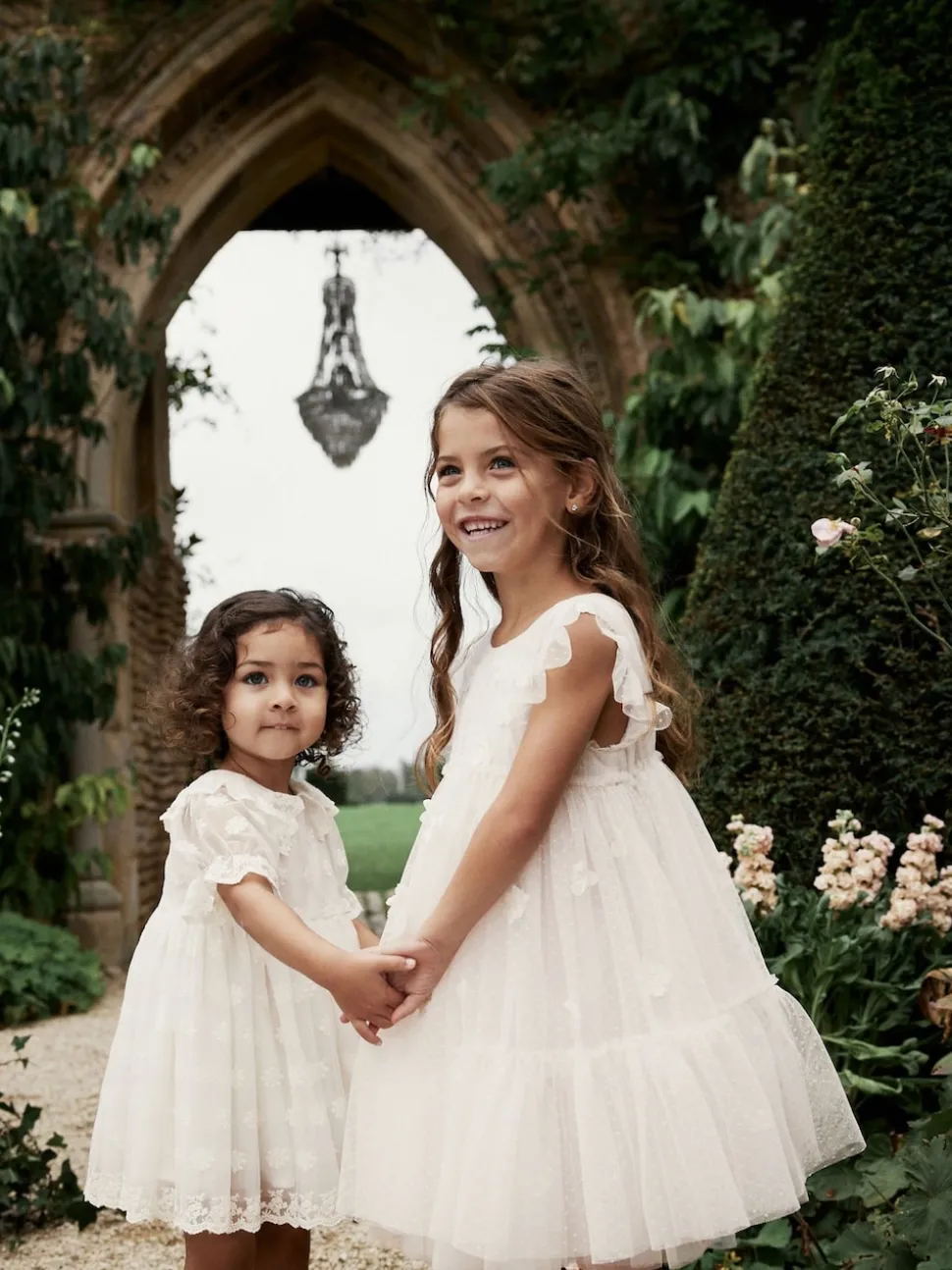 Ecru White 3D Flower Mesh Flower Girl Dress (3-16yrs)