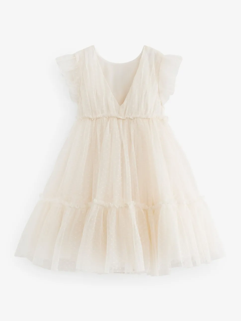 Ecru White 3D Flower Mesh Flower Girl Dress (3-16yrs)