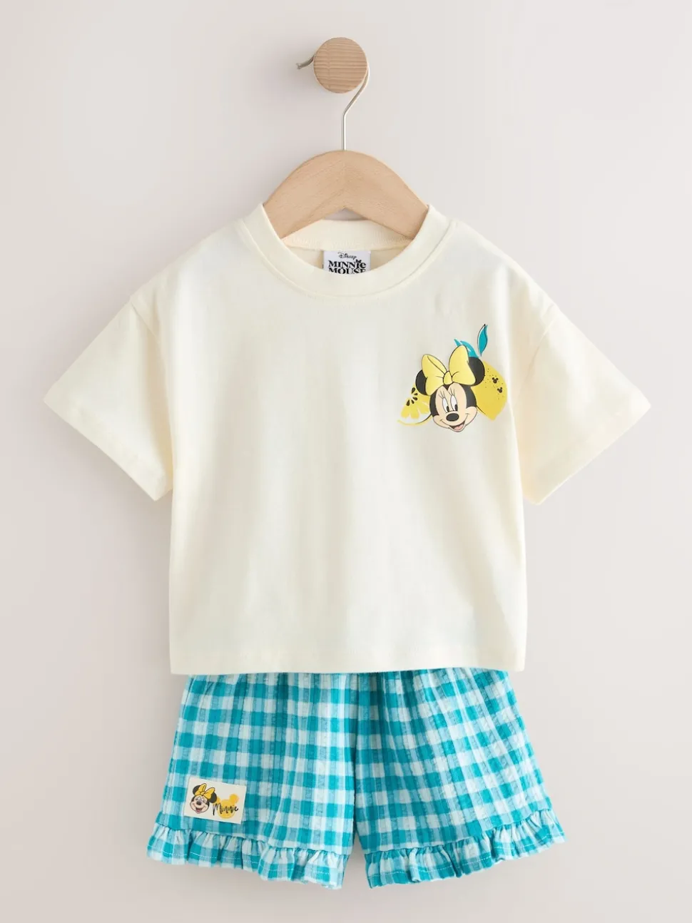 Ecru White Disney Minnie and Mickey Short Sleeve Top and Shorts Set (3mths-7yrs)