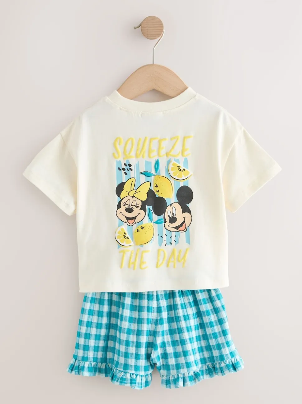 Ecru White Disney Minnie and Mickey Short Sleeve Top and Shorts Set (3mths-7yrs)