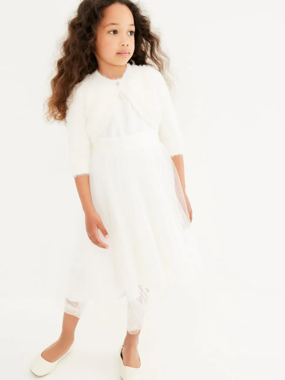 Ecru White Fluffy Shrug Cardigan (12mths-16yrs)