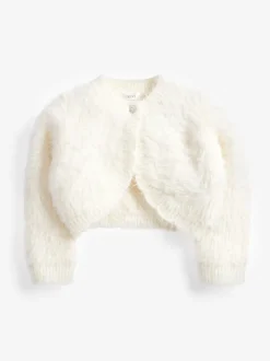 Ecru White Fluffy Shrug Cardigan (12mths-16yrs)