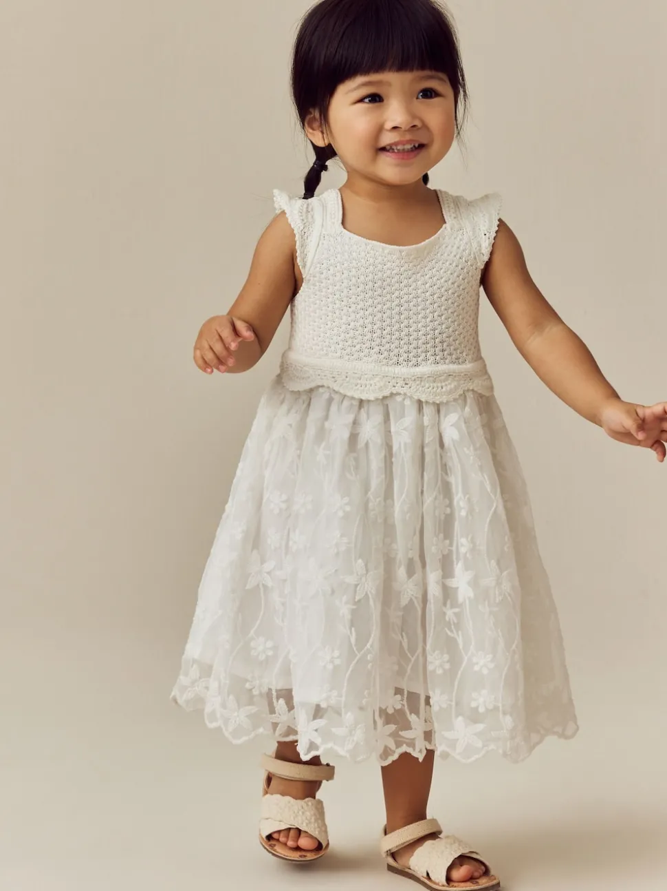 Ecru White Occasion Knit Dress (3mths-10yrs)
