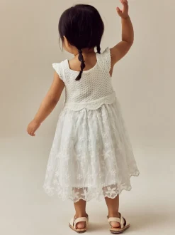 Ecru White Occasion Knit Dress (3mths-10yrs)